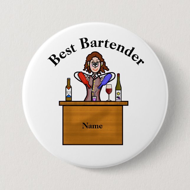 Best Bartender-knapp - Female Bartender Knapp (Framsida)