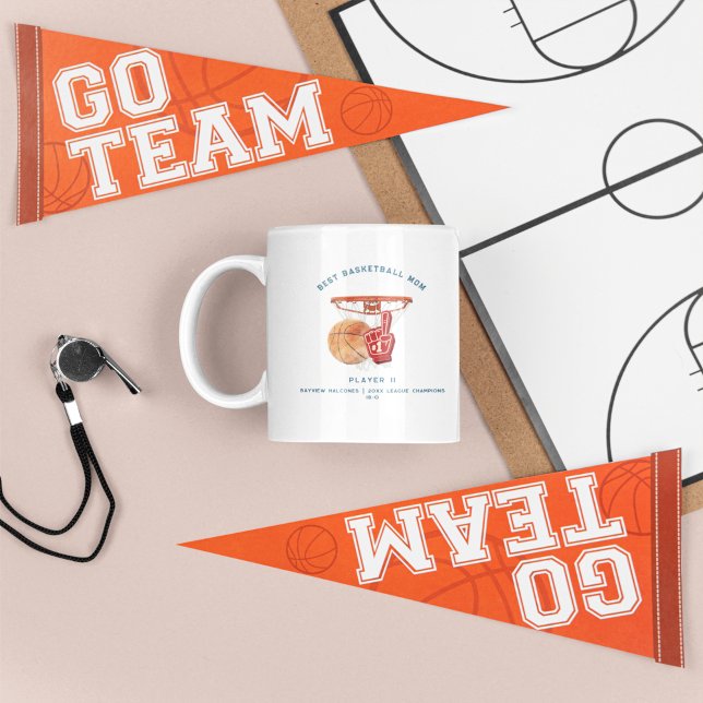 Best Basketball Mamma | Cute Monogram Photo Kaffemugg (Skapare uppladdad)