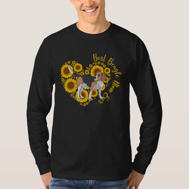 Best Beagle Mom Sunflower Heart  Mother s Day T Shirt (Framsida)