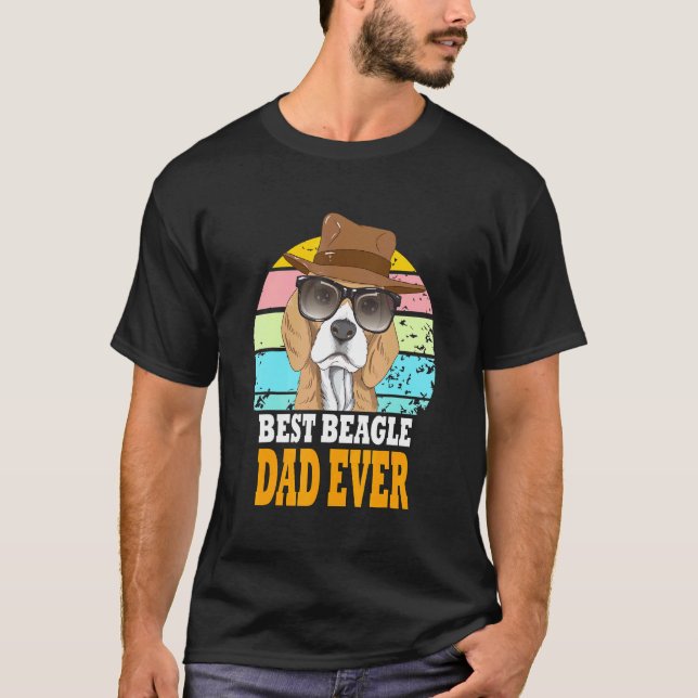 Best Beagle Pappa Hundar Retro Puppy Sunglass H T Shirt (Framsida)