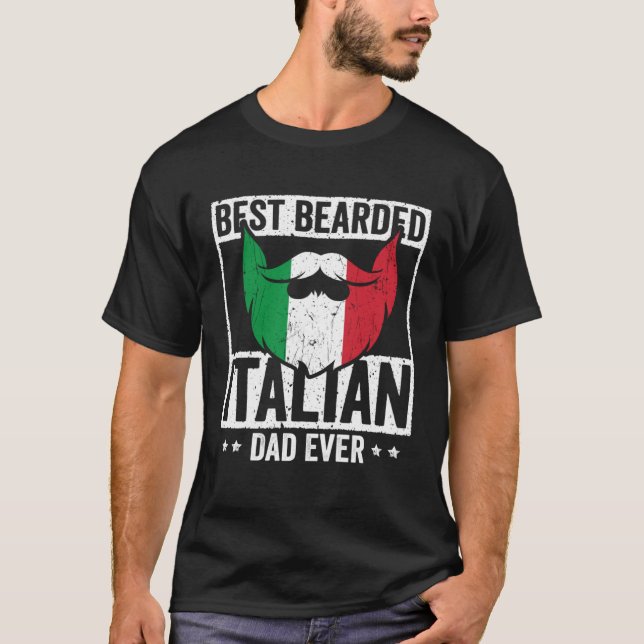 Best Bearded Italian Dad Ever Italian Roots Flag H T Shirt (Framsida)