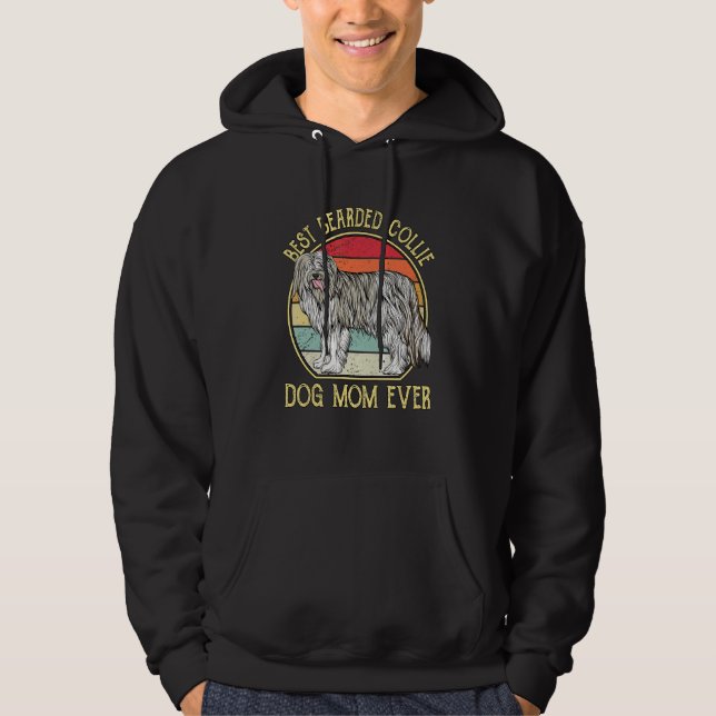 Best Beared Collie Hund Mamma Hoodie (Framsida)