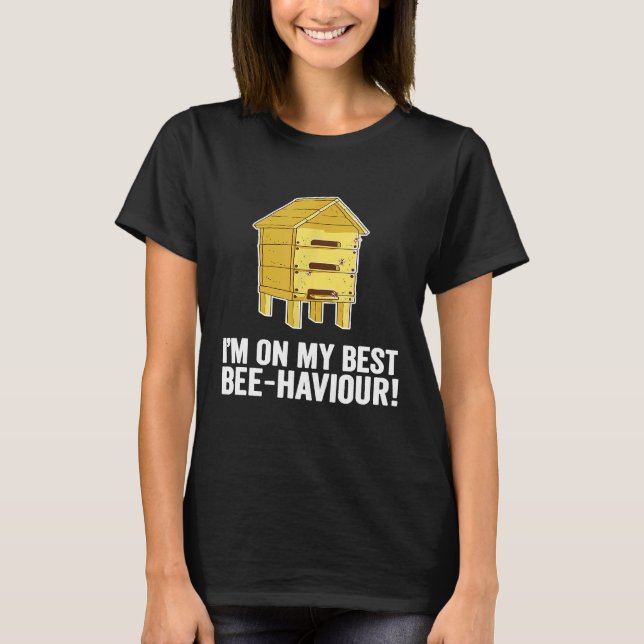 Best Bee Haviour Bee House Honeycomb Biodlingsman T Shirt (Framsida)