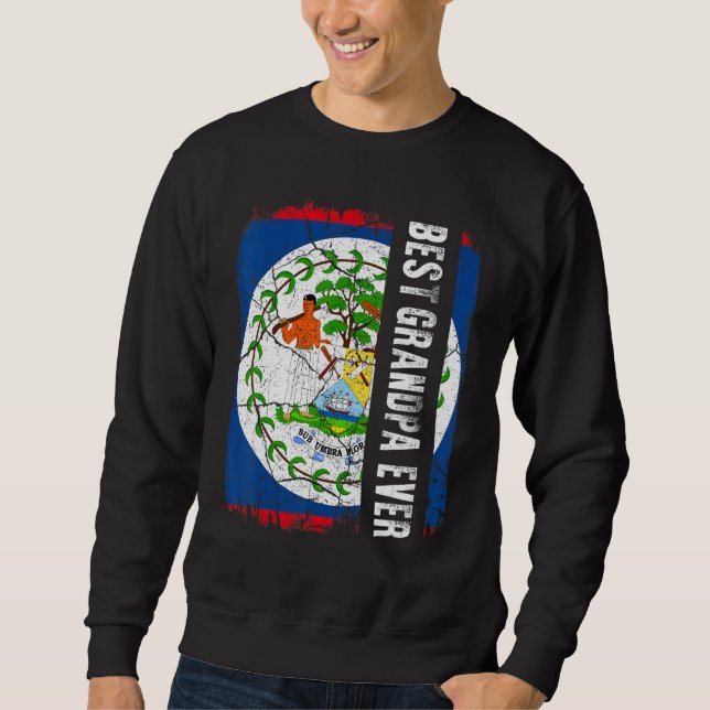 Best Belizean Grandpa Ever Belize Flag Father's Da Lång Ärmad Tröja (Framsida)