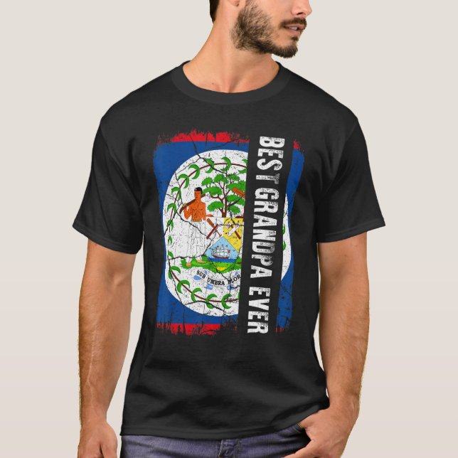 Best Belizean Grandpa Ever Belize Flag Father's Da T Shirt (Framsida)