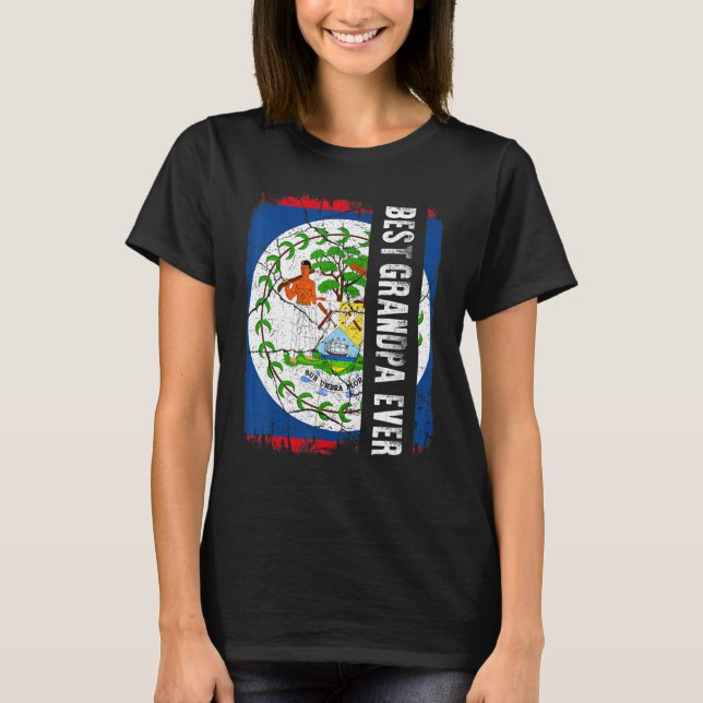 Best Belizean Grandpa Ever Belize Flag Father's Da T Shirt (Framsida)