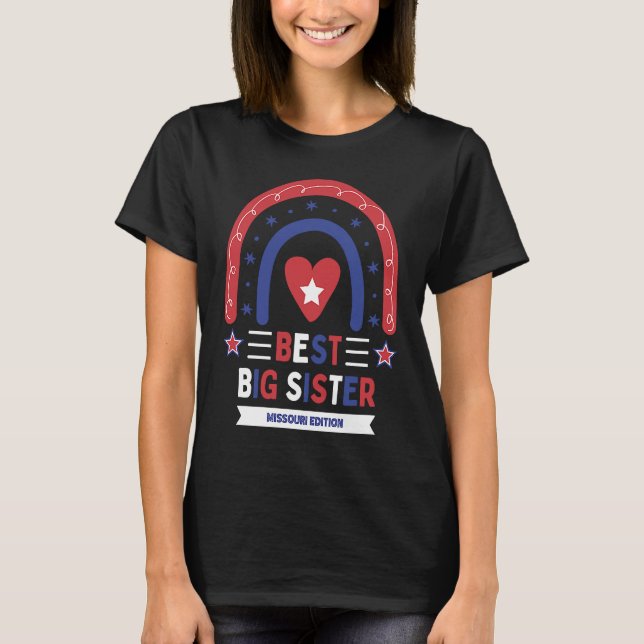 Best Big Sister Missouri Edition Girls Older Sibli T Shirt (Framsida)