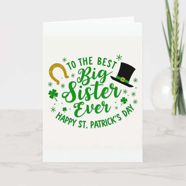 Best Big Sister St Patricks Day Card Kort (Framsida)