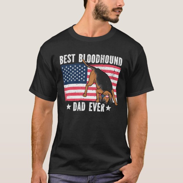 Best Bloodhound Dad Ever American Flag T Shirt (Framsida)