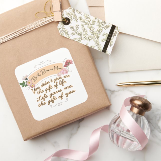 Best Bonus Mamma Fyrkantigt Klistermärke (Gifting)