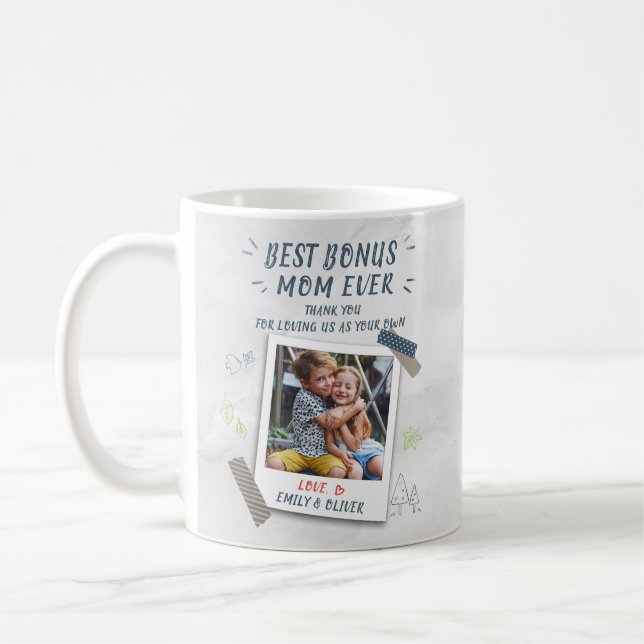 Best Bonus Mamma Mors dag Stepmamma Photo Kaffemugg (Vänster)