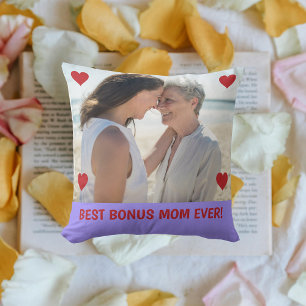 Best Bonus Mamma någonsin Photo Hearts Mors dag Bd Kudde