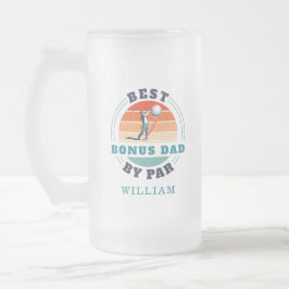 Best Bonus Pappa efter Par Retro Stepdad Birthday  Frostat Ölglas
