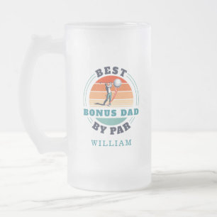 Best Bonus Pappa efter Par Retro Stepdad Birthday Frostat Ölglas
