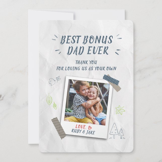 Best Bonus Pappa Fars dag Stepdad Anpassningsbar P Julkort (Framsida)