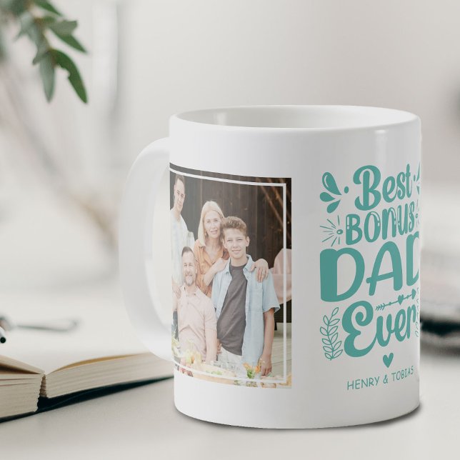 Best Bonus Pappa någonsin 2 Photo Keepsaké Kaffemugg (Skapare uppladdad)
