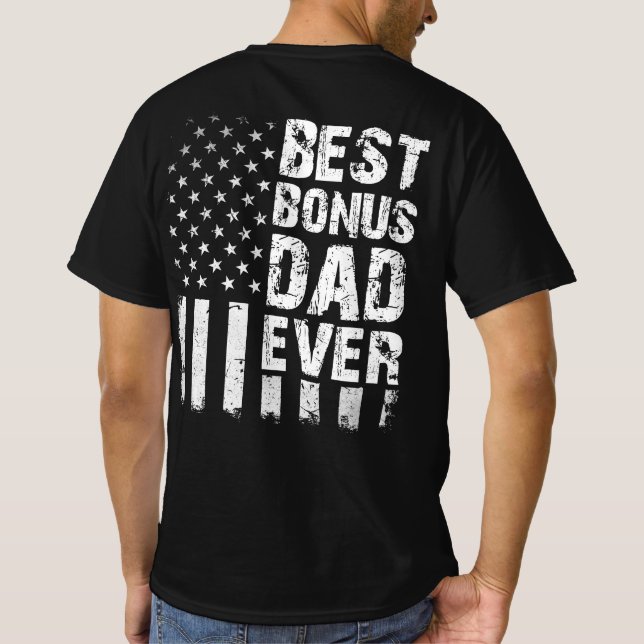 Best Bonus Pappa någonsin American Flagga T Shirt (Baksida)