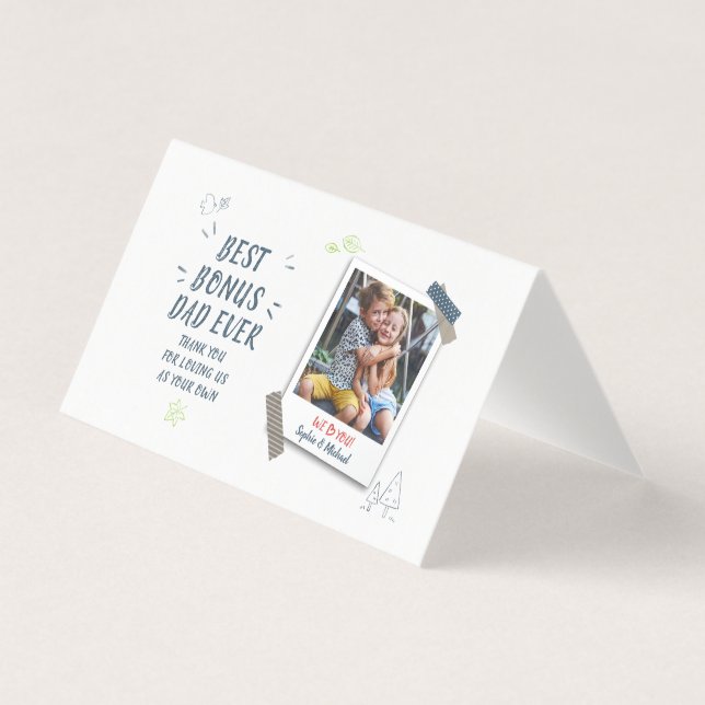 Best Bonus Pappa någonsin Fars dag Kids Photo Kort (Framsida)