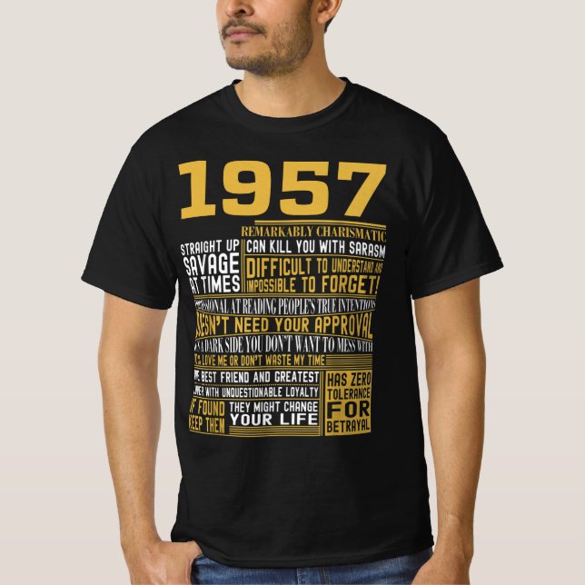 Best Born 1957 Facts for Manar, Womens, Bday Gif T Shirt (Framsida)