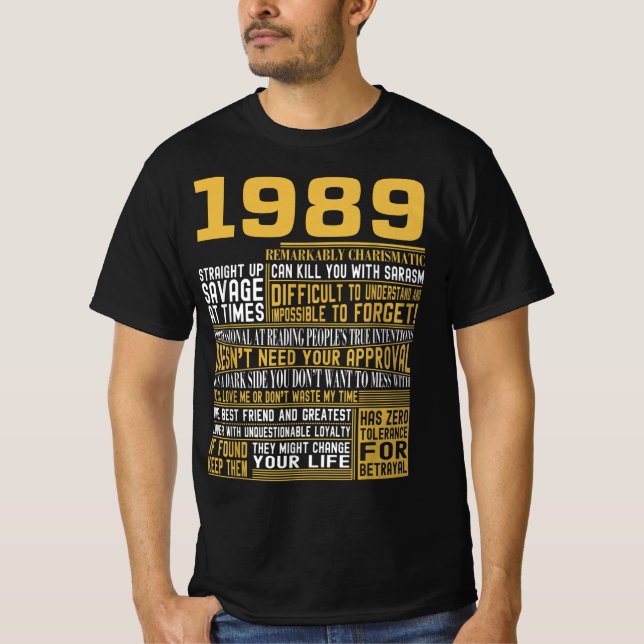 Best Born 1989 Facts for Manar, Womens, Bday Gif T Shirt (Framsida)