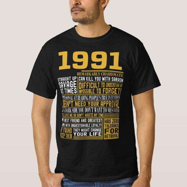Best Born 1991 Facts for Manar, Womens, Bday Gif T Shirt (Framsida)