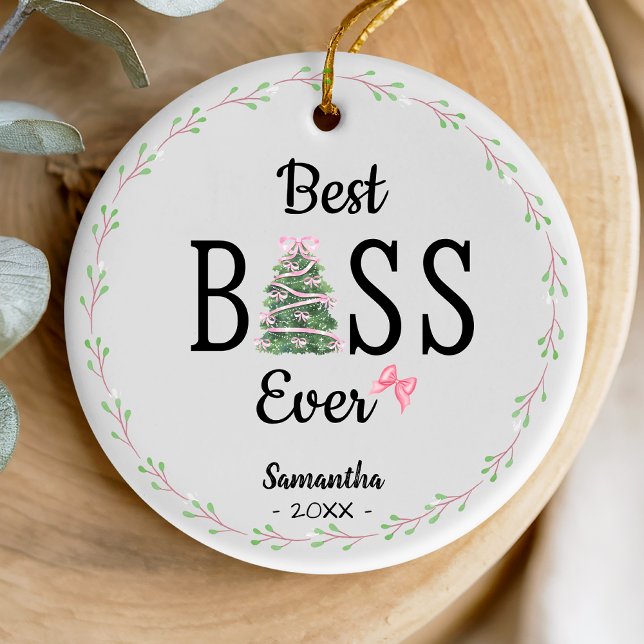 Best boss ever coworker wreath christmas tree julgransprydnad keramik (Skapare uppladdad)