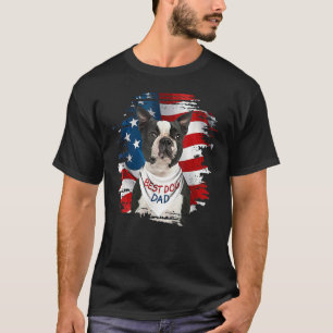 Best Boston Terrier Hund Cute USA flagga Lycklig F T Shirt