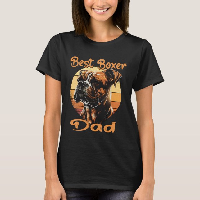 Best Boxer Dad Boxer Sunset Retro Dog Owner Dog T Shirt (Framsida)