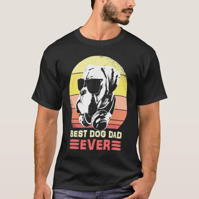 Best Boxer Dog Dad Ever Sunglasses And Headphones T Shirt (Framsida)