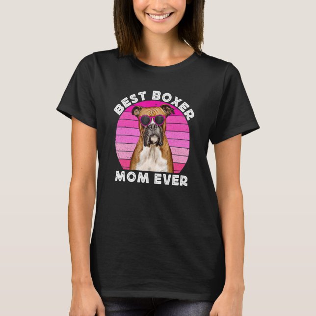 Best Boxer Mom For Women Retro Boxer Dog  Owner Cu T Shirt (Framsida)