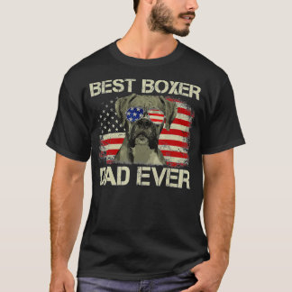 Best Boxer Pappa All Hund älskare American Flagga  T Shirt