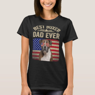 Best Boxer Pappa Alltid Hund American Flagga T Shirt