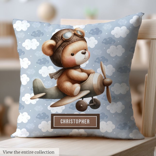 "Best Boy Baby Shower Gift": Pilot Nalle Pillow Kudde (Best Boy Baby Shower Gift: Pilot Teddy Bear Pillow)