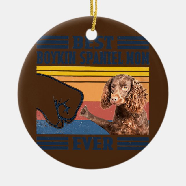 Best Boykin Spanska Mamma någonsin Rolig hund Mamm Julgransprydnad Keramik (Framsidan)