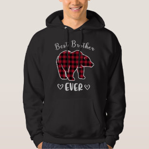Best Brother Bear nånsin Buffalo Play Red Matching Hoodie