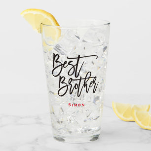 Best Brother Snyggt Black Script Red Namn Gift Glaskopp
