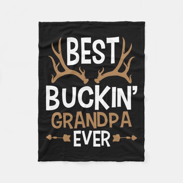 Best Buckin Grandpa nånsin - Hjort Hunting Grandda Fleecefilt (Framsidan)