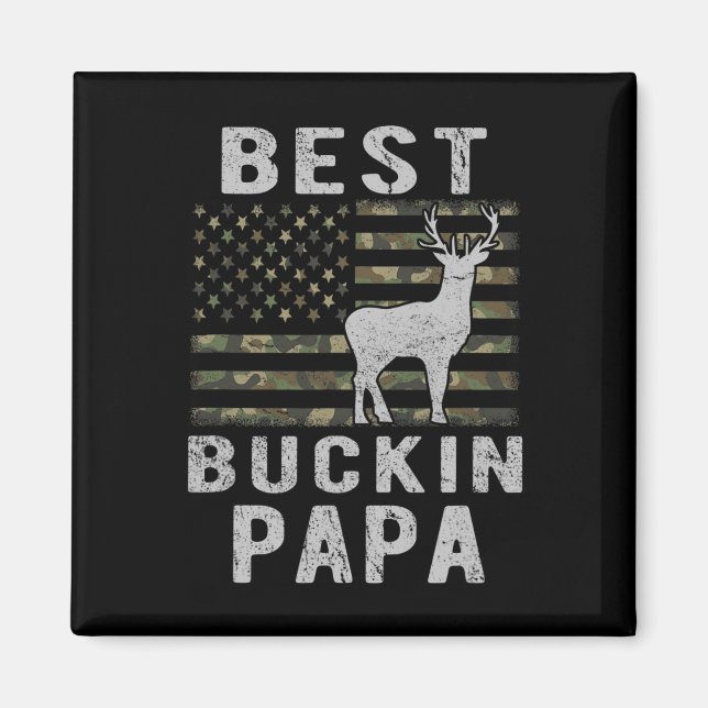 Best Bucking Pappa Camouflage American Flagga Hjor Magnet (Framsidan)