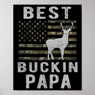 Best Bucking Pappa Camouflage American Flagga Hjor Poster
