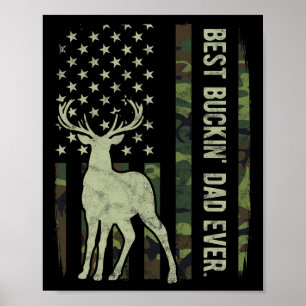 Best Buckin'Pappa Camouflage American Flagga Hjort Poster