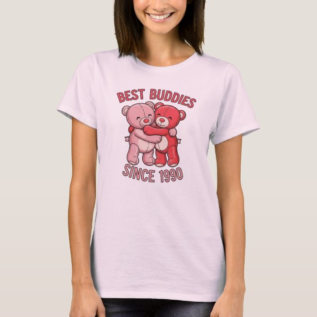 Best Buddies Since 1990 Bear T Shirt (Framsida)