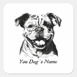 Best Buddy English Bulldog B&W Silohuette Fyrkantigt Klistermärke