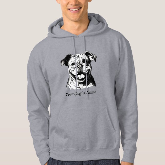 Best Buddy English Bulldog B&W Silohuette Hoodie (Framsida)