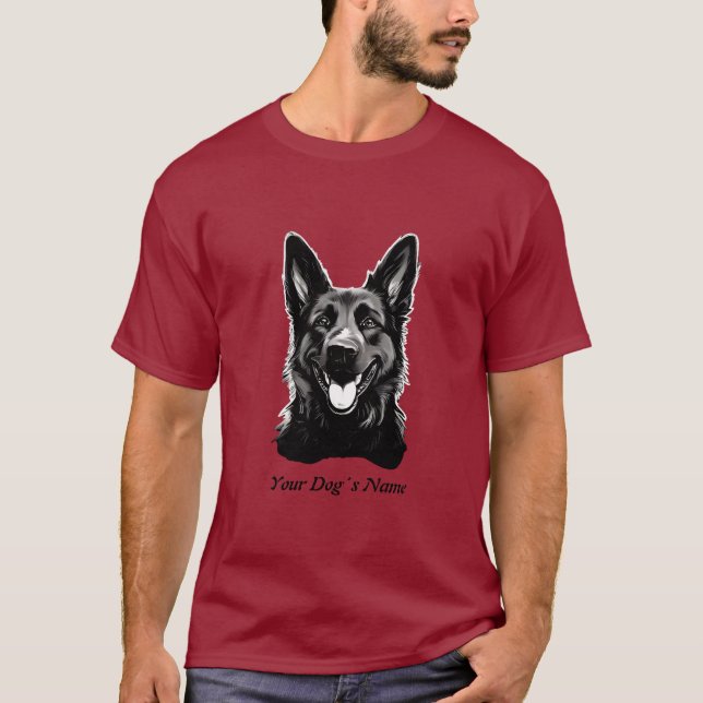 Best Buddy German shepard B&W Silohuette T Shirt (Framsida)
