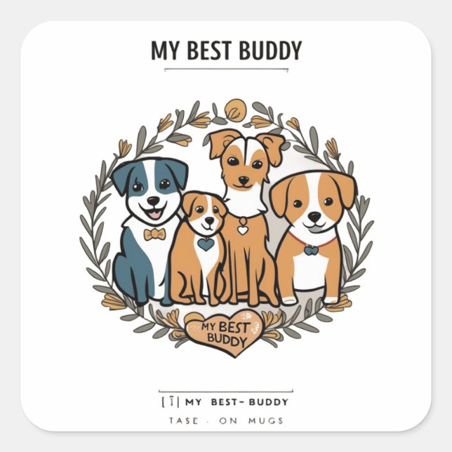 Best Buddy Sticker Fyrkantigt Klistermärke (Framsida)