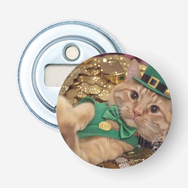 Best Button Bottle Opener with Irish Cat Flasköppnare (Framsidan)