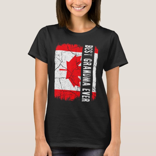 Best Canadian Grandma Ever Canada Flag Mother's Da T Shirt (Framsida)