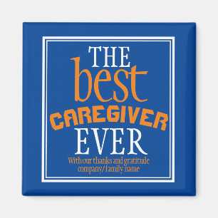 Best Caregiver någonsin Typography Blue Magnet