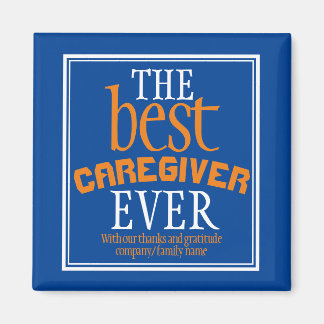 Best Caregiver någonsin Typography Blue Magnet