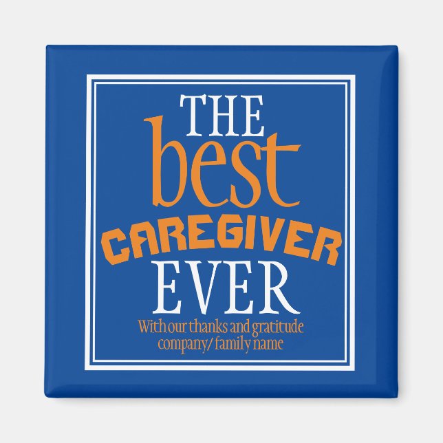 Best Caregiver någonsin Typography Blue Magnet (Framsidan)